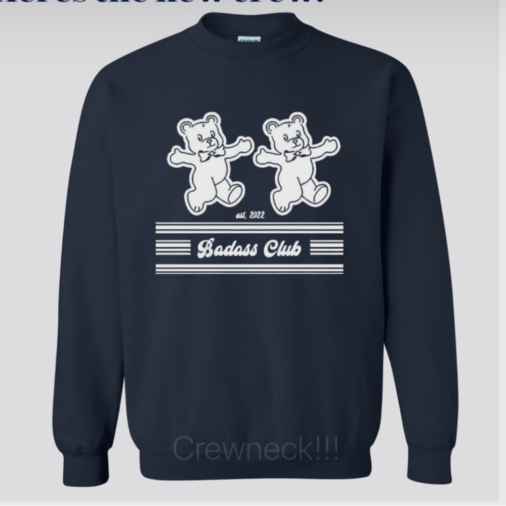 Hanes Customized Navy Blue Badass Club Sweatshirt